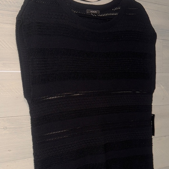 Alfani Black Ribbed Muscle Tee - Picture 6 of 9
